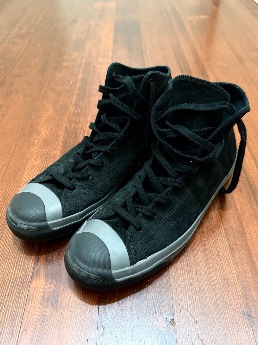 Converse Jack Purcell Jack Mid Monochrome Nubuck in the Black/Charcoal size 13